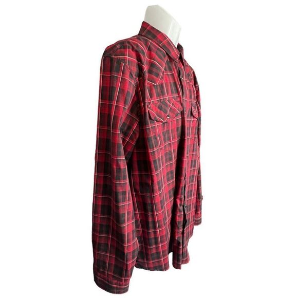 Gibson Men's Plaid Long Sleeve Western Button-Down Shirt Red Black Size 2XL - Picture 2 of 10